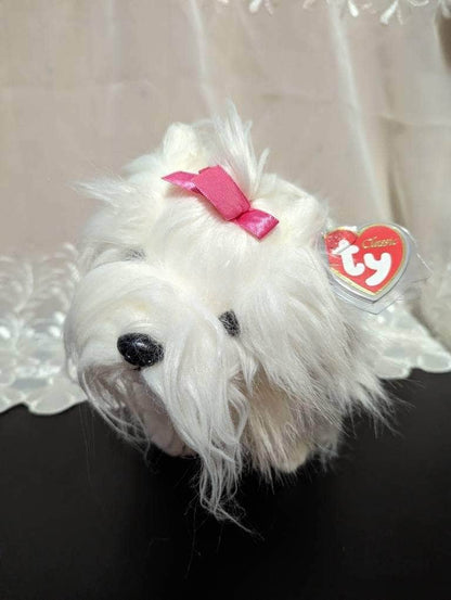 Ty Classic Collection - Foofie The White And Gray Fluffy Dog - Near Mint (12in) - Vintage Beanies Canada