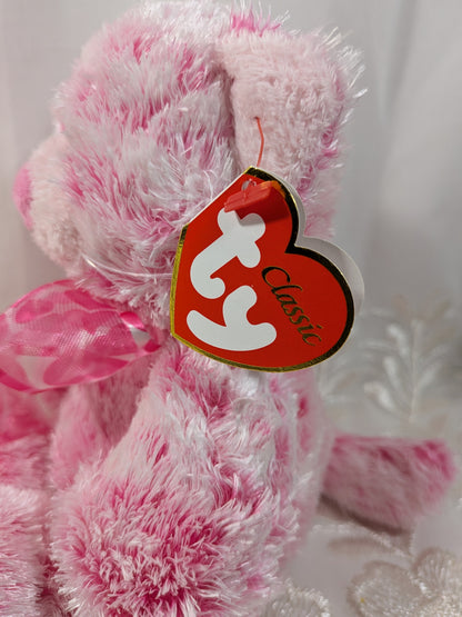 Ty Classic Collection - Meows the Adorable Pink Cat with Pink Bow (10 in) - Vintage Beanies Canada