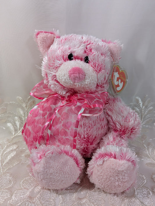 Ty Classic Collection - Meows the Adorable Pink Cat with Pink Bow (10 in) - Vintage Beanies Canada