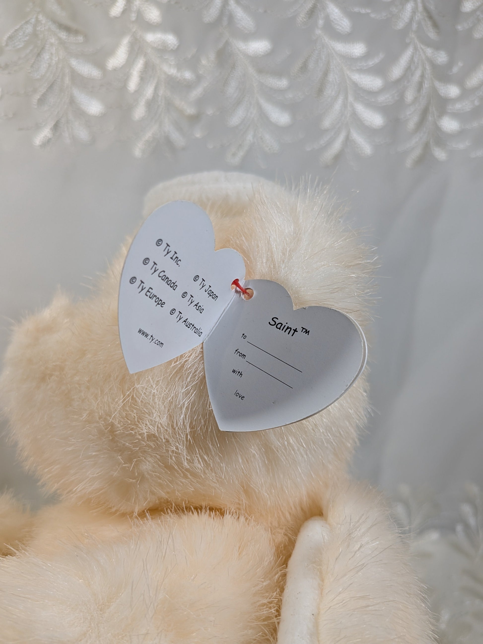 Ty Classic Collection - Saint The Peach Angel Bear (11in) - Vintage Beanies Canada
