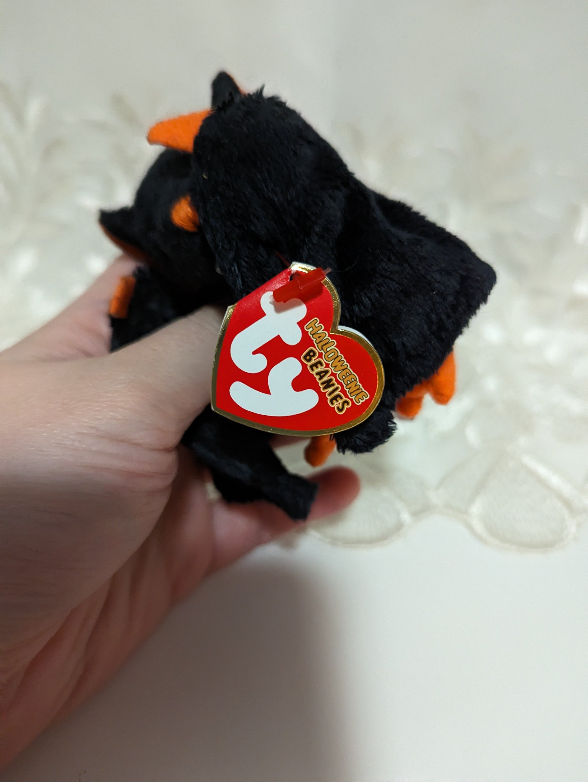 Ty Halloweenie Beanie - Bat-e The Black And Orange Halloween bat (3in) - Vintage Beanies Canada