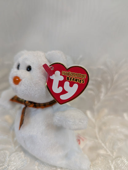 Ty Halloweenie Beanie - Phantom The White Halloween Ghost Bear (4in) *Tiny* - Vintage Beanies Canada