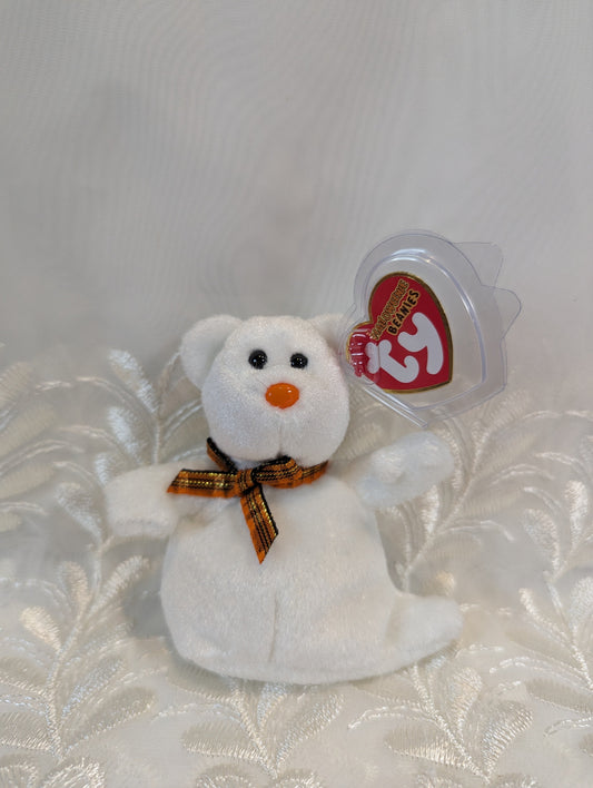 Ty Halloweenie Beanie - Phantom The White Halloween Ghost Bear (4in) *Tiny* - Vintage Beanies Canada