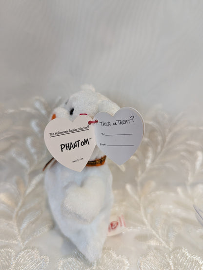 Ty Halloweenie Beanie - Phantom The White Halloween Ghost Bear (4in) *Tiny* - Vintage Beanies Canada