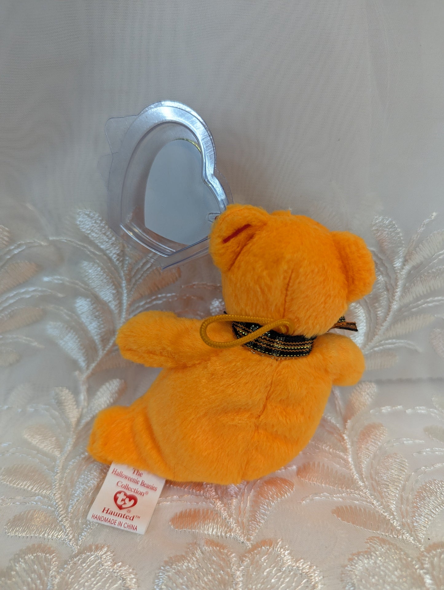Ty Halloweenie Beanies - Haunted the orange Halloween Ghost Bear (4in) *Tiny* - Vintage Beanies Canada