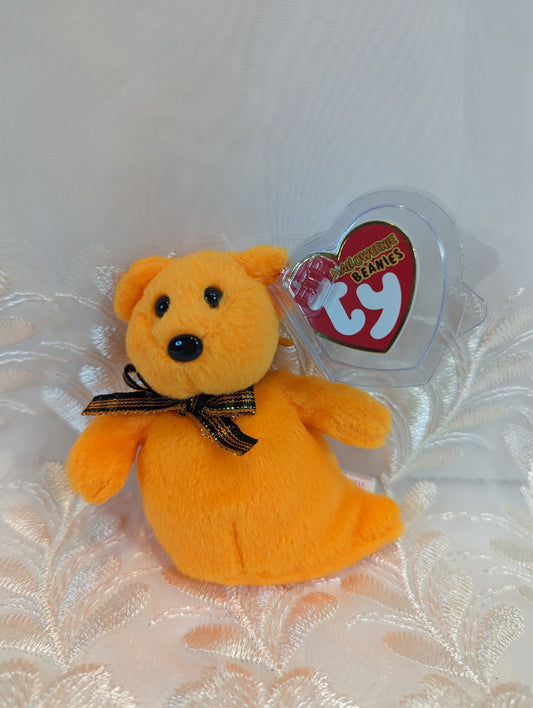 Ty Halloweenie Beanies - Haunted the orange Halloween Ghost Bear (4in) *Tiny* - Vintage Beanies Canada