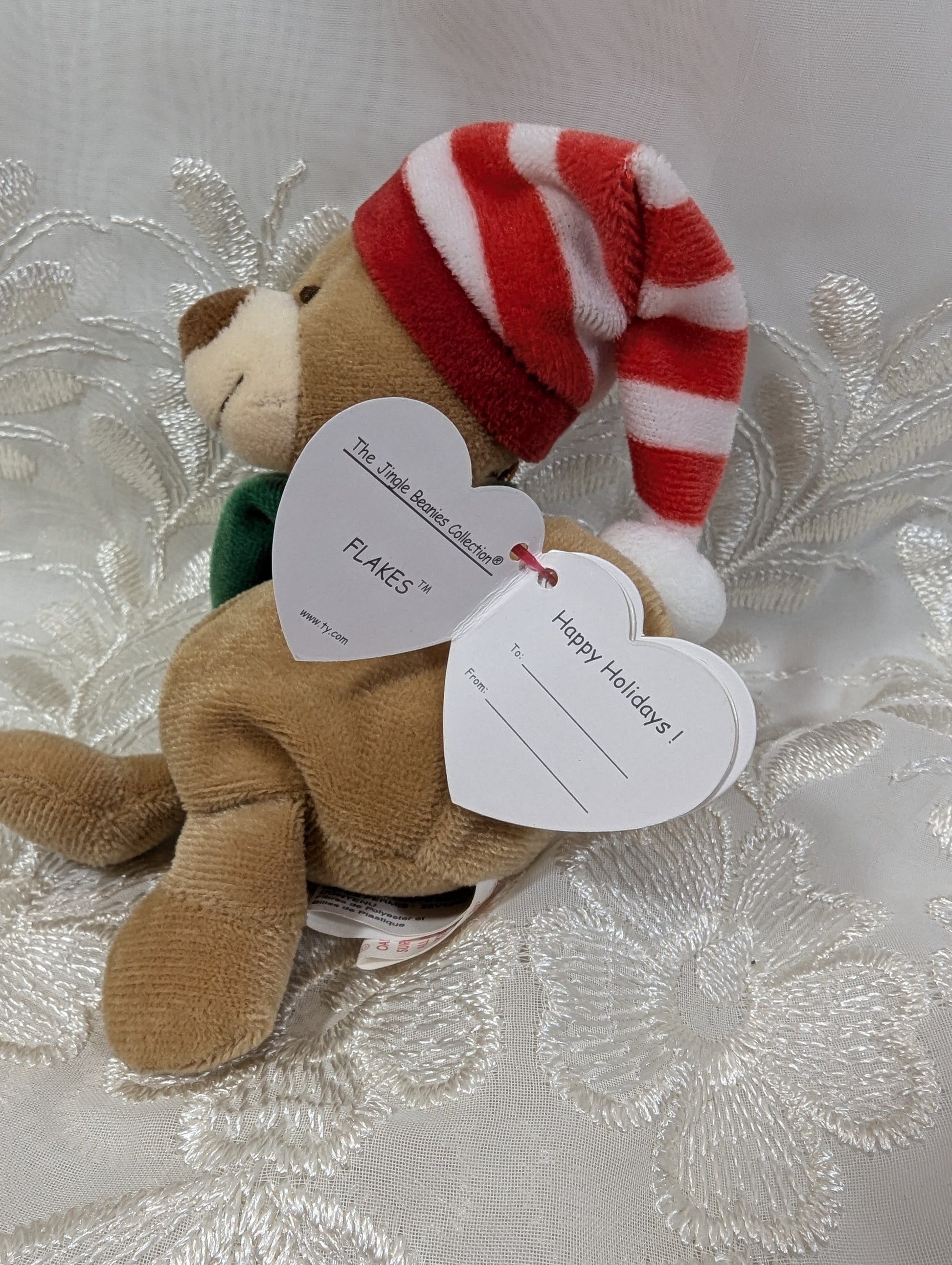 Ty Jingle Beanie - Flakes The Bear (5in) Christmas Tree Ornament - Vintage Beanies Canada