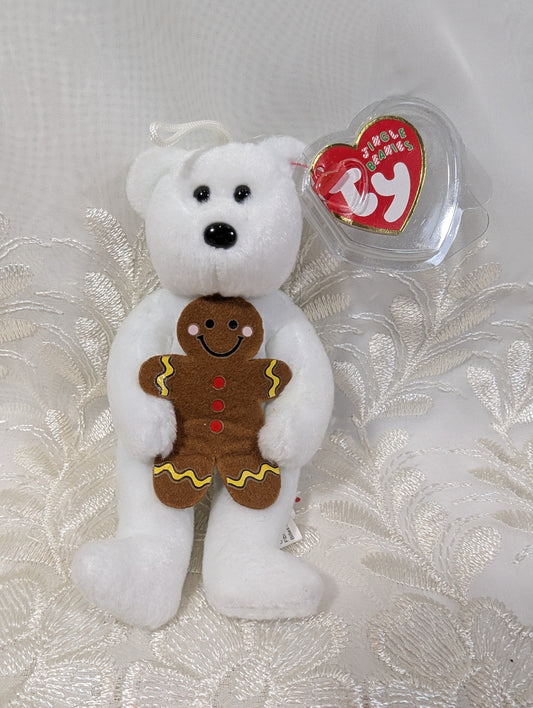 Ty Jingle Beanie - Goody the Bear Holding Gingerbread Man (5in) Christmas Tree Decor - Near Mint Tag - Vintage Beanies Canada