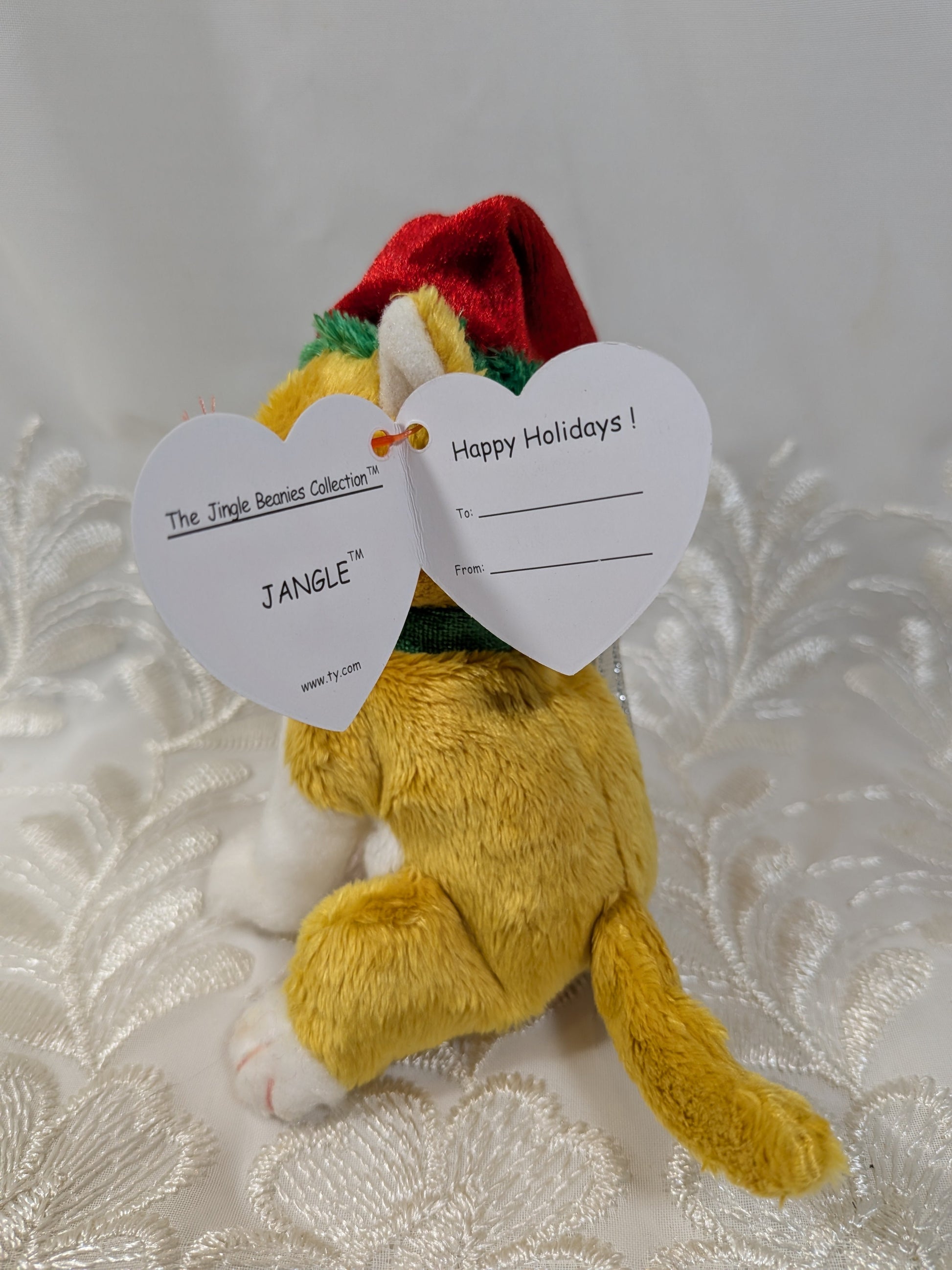Ty Jingle Beanie - Jangle The Cat (4 - in) Christmas Ornament - Writing On Tag - Vintage Beanies Canada
