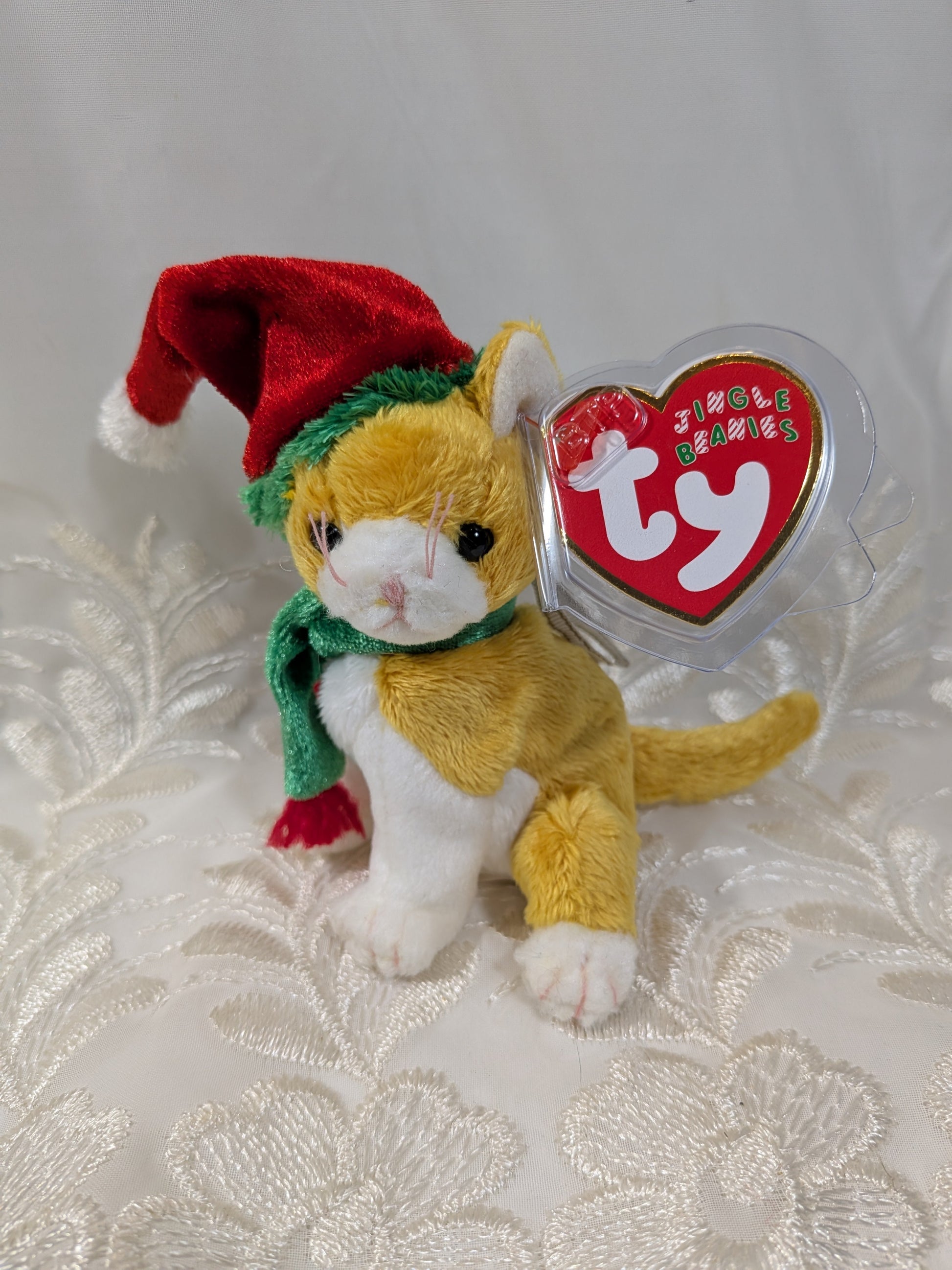 Ty Jingle Beanie - Jangle The Cat (4 - in) Christmas Ornament - Writing On Tag - Vintage Beanies Canada