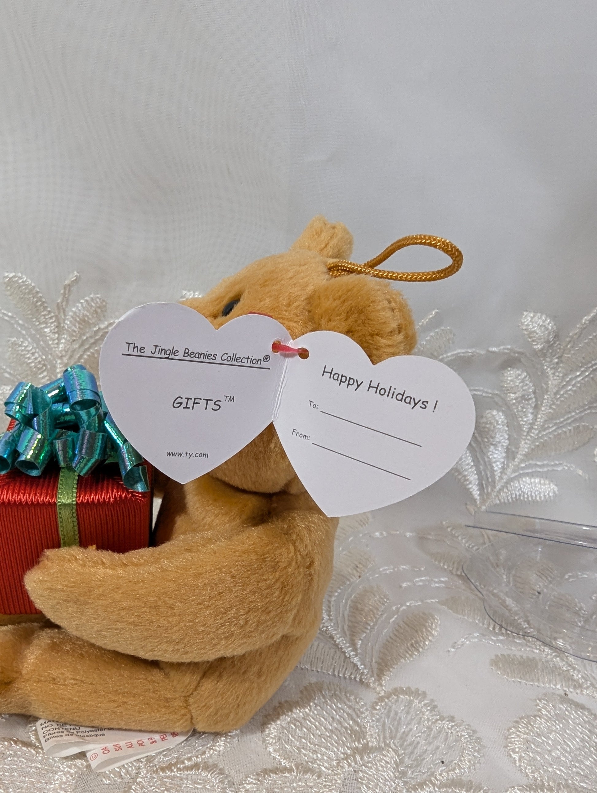 Ty Jingle Beanies - Gifts The Bear (5 in) Christmas Tree Ornament - Vintage Beanies Canada