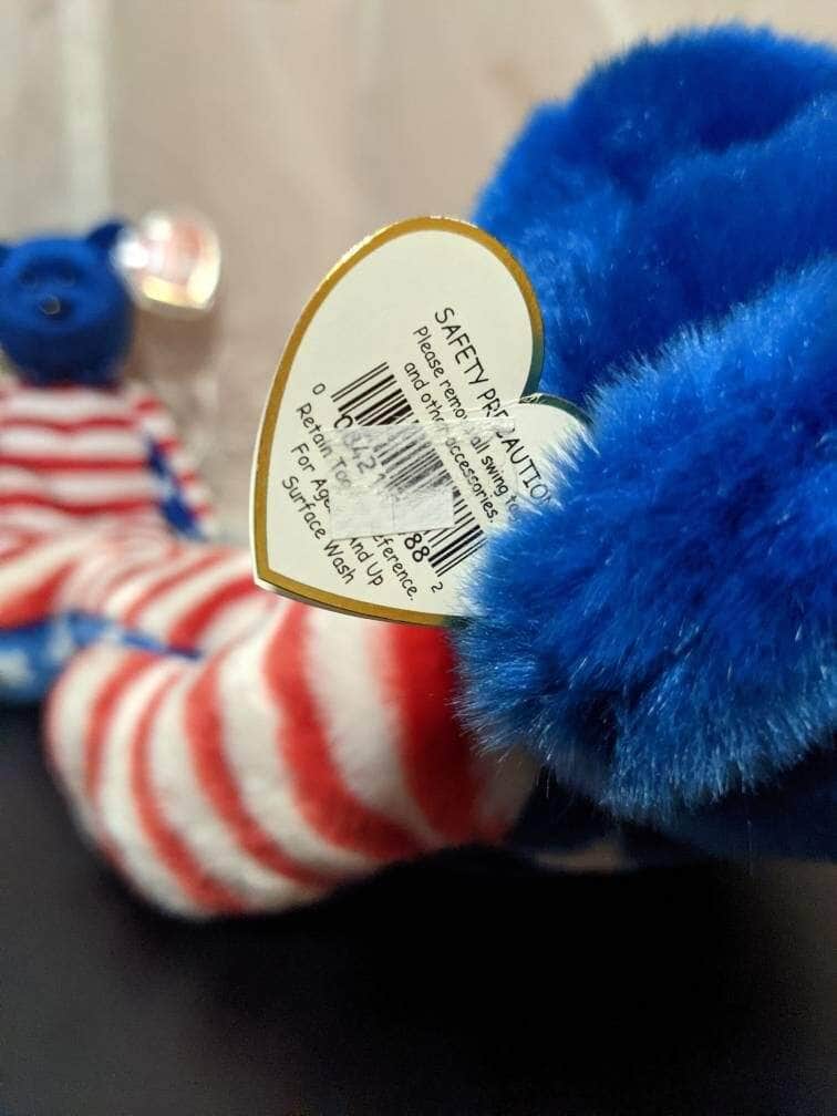 Ty Liberty The Blue-faced Bear Beanie Baby + Beanie Buddy Lot - Near Mint (Sold As Pair) - Vintage Beanies Canada
