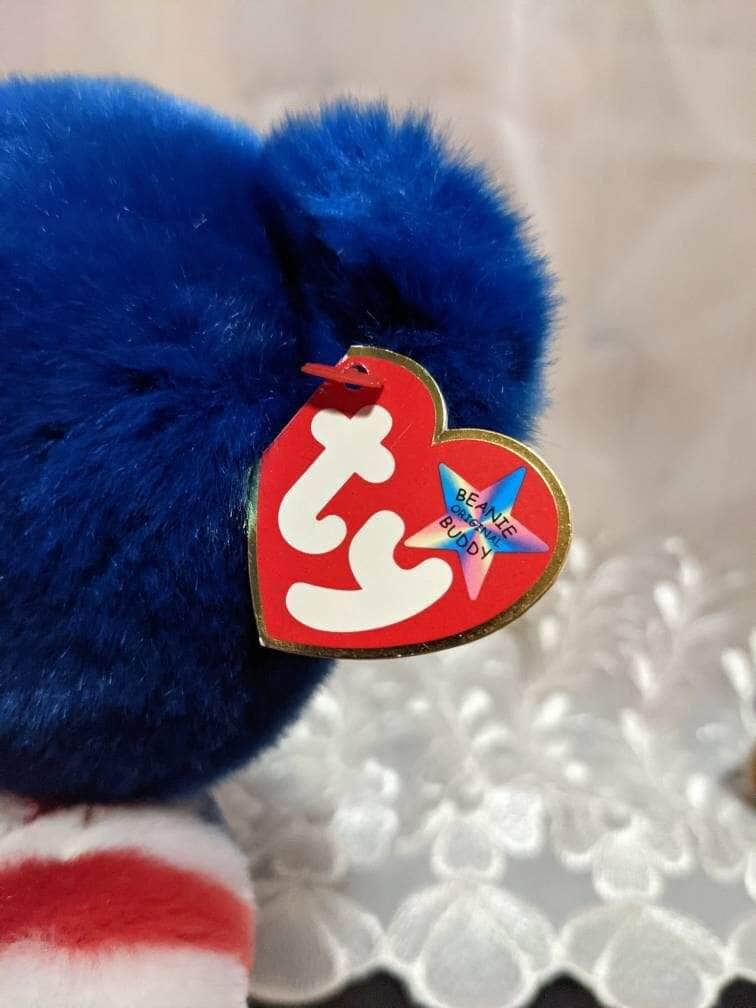 Ty Liberty The Blue-faced Bear Beanie Baby + Beanie Buddy Lot - Near Mint (Sold As Pair) - Vintage Beanies Canada