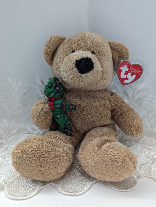 Ty pluffies - Beary Merry The Brown Teddy Bear (9in) Writing On Tag - Vintage Beanies Canada