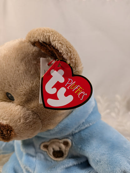 TY Pluffies Collection - Baby Bear blue with Non - Removable Pyjamas (10 inch) - Vintage Beanies Canada