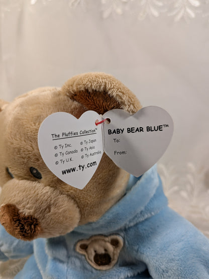TY Pluffies Collection - Baby Bear blue with Non - Removable Pyjamas (10 inch) - Vintage Beanies Canada