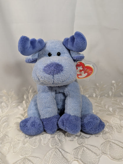 Ty Pluffies Collection - Bloose The Blue Moose (9in) Non - mint Hang Tag - Vintage Beanies Canada