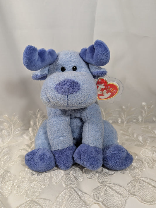 Ty Pluffies Collection - Bloose The Blue Moose (9in) Non - mint Hang Tag - Vintage Beanies Canada