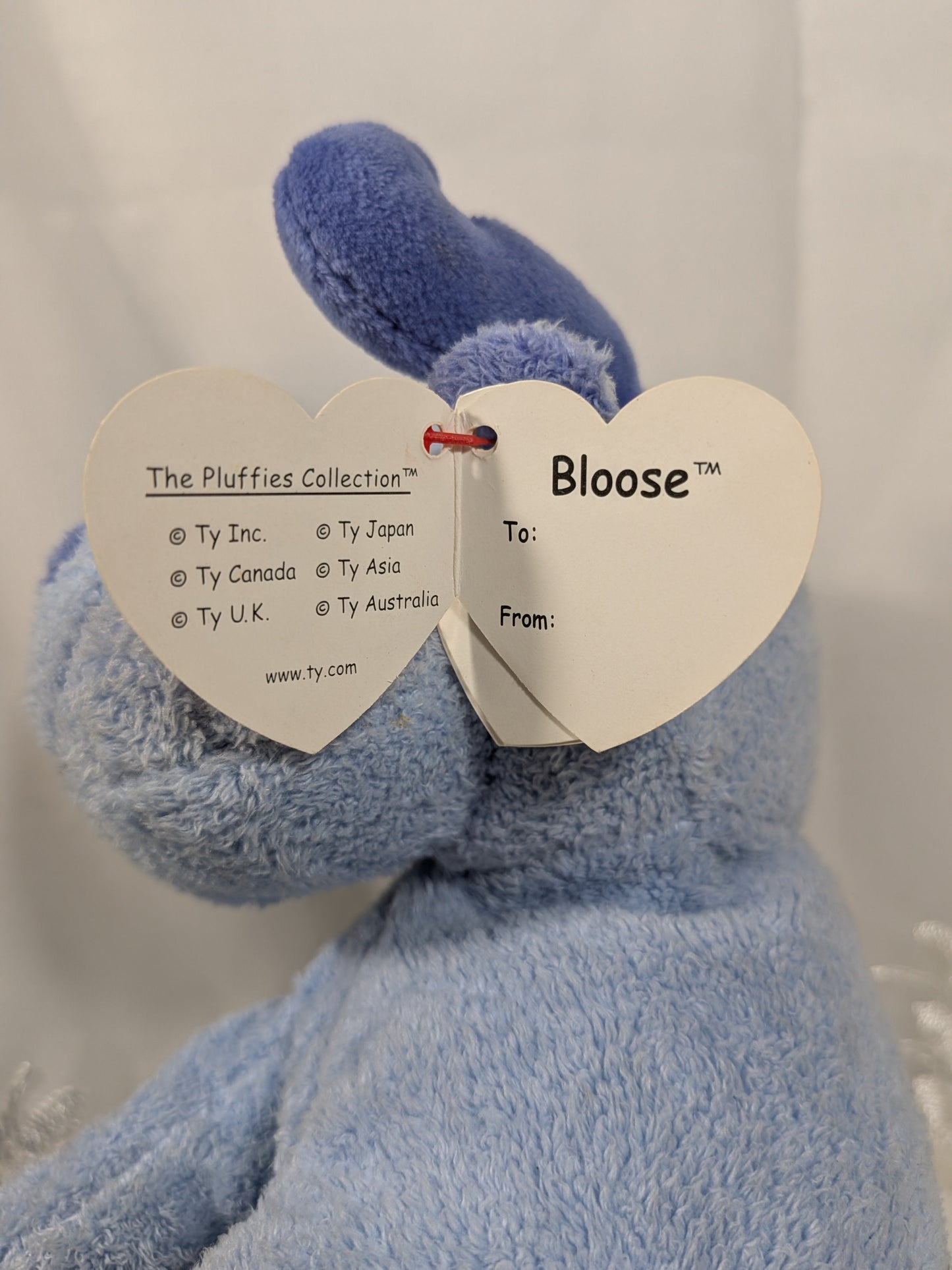 Ty Pluffies Collection - Bloose The Blue Moose (9in) Non - mint Hang Tag - Vintage Beanies Canada