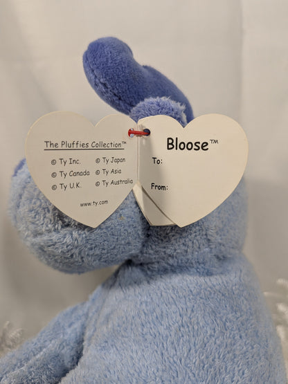 Ty Pluffies Collection - Bloose The Blue Moose (9in) Non - mint Hang Tag - Vintage Beanies Canada