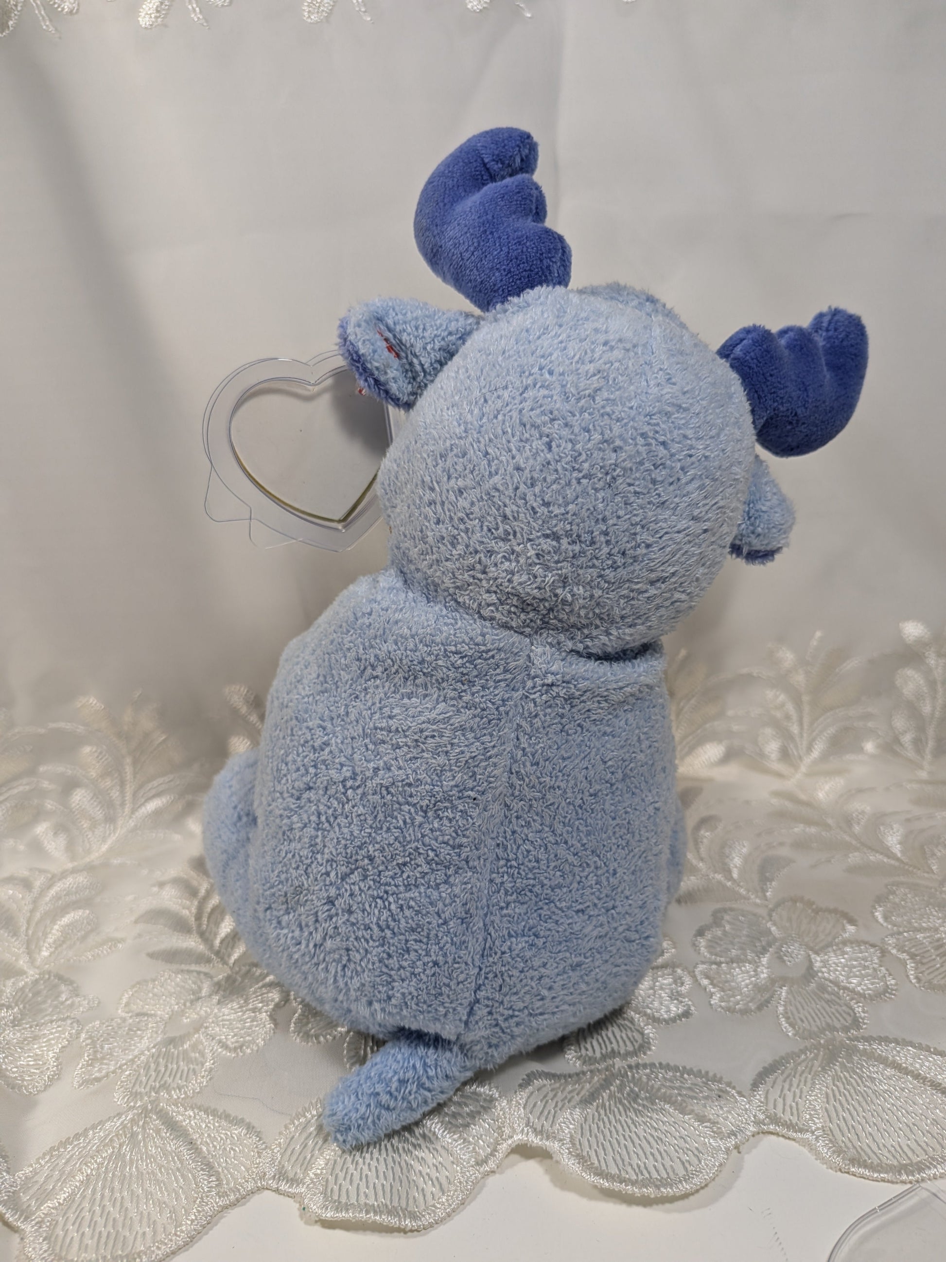 Ty Pluffies Collection - Bloose The Blue Moose (9in) Non - mint Hang Tag - Vintage Beanies Canada