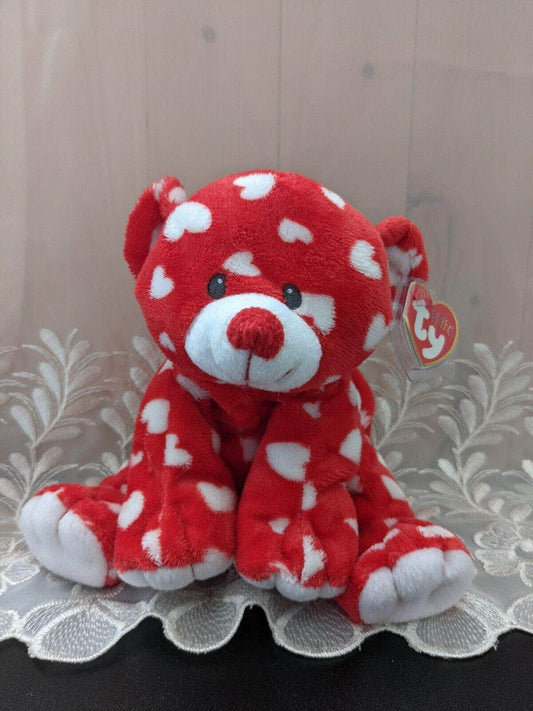 Ty Pluffies Collection - Dreamly The Bear Cover in Hearts (9in) - Vintage Beanies Canada