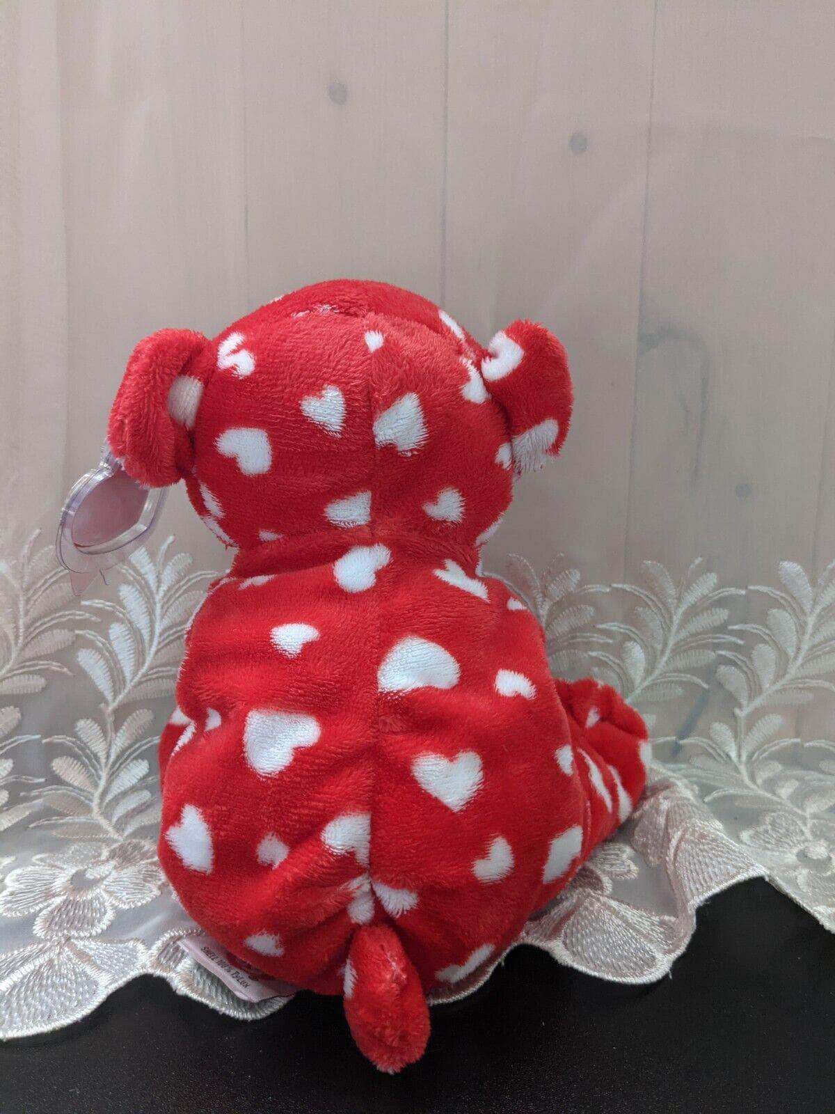 Ty Pluffies Collection - Dreamly The Bear Cover in Hearts (9in) - Vintage Beanies Canada