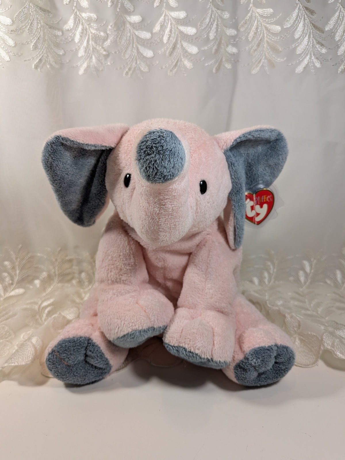Ty Pluffies Collection - Winks the Pink Elephant (Large 13 in) *Rare* Non-Mint Tag - Vintage Beanies Canada