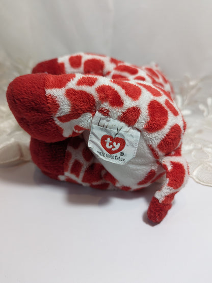 Ty Pluffies - Kisser the red and white giraffe (10in) No Hang Tag, Non-mint Tush Tag - Vintage Beanies Canada