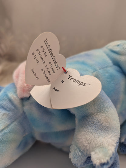 Ty Pluffies - Tromps The Blue Dinosaur (6in) Near Mint Tag - Vintage Beanies Canada