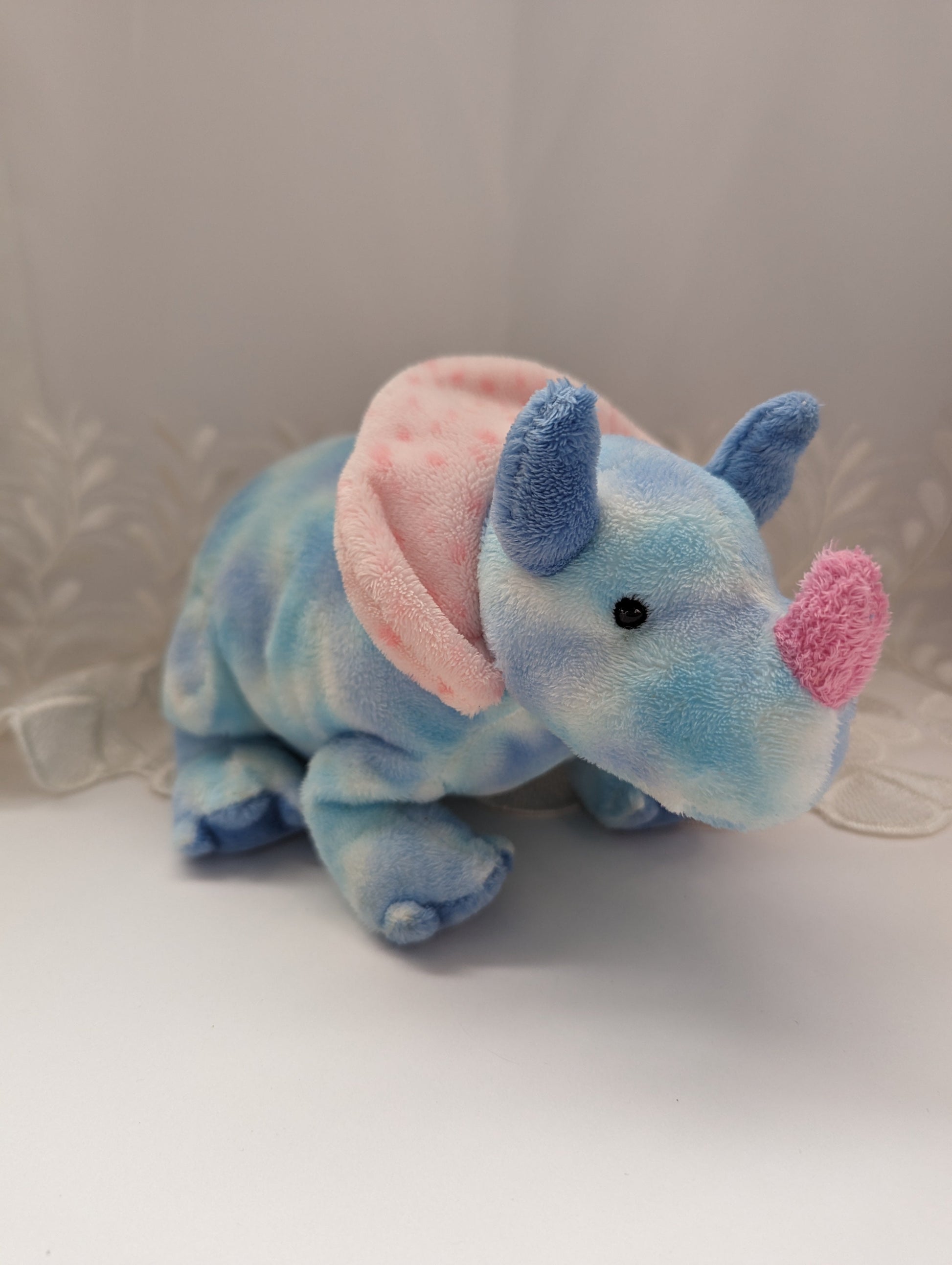 Ty Pluffies - Tromps The Blue Dinosaur (6in) Near Mint Tag - Vintage Beanies Canada