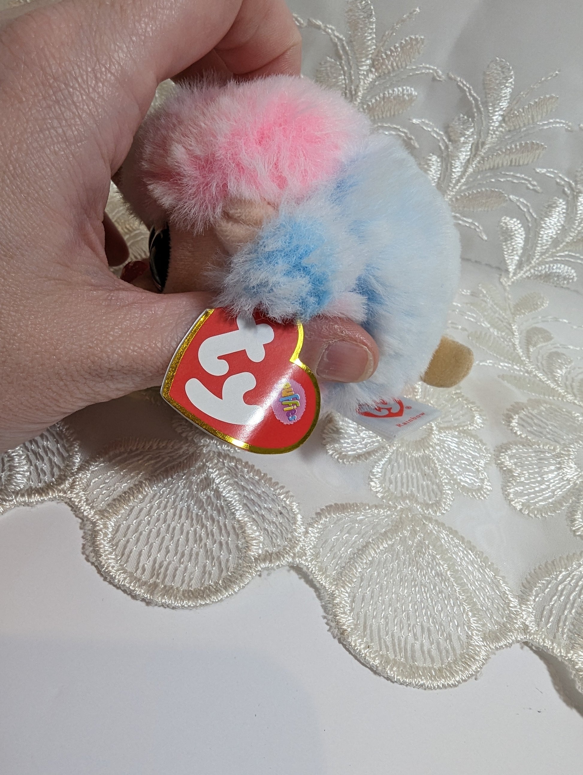 Ty Puffies - Rainbow The Poodle Dog (3in) Creased Tag - Vintage Beanies Canada