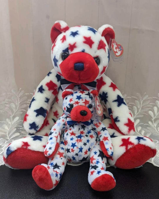 Ty Red The Bear Beanie Baby and Beanie Buddy Lot - Near Mint (Sold As Pair) - Vintage Beanies Canada