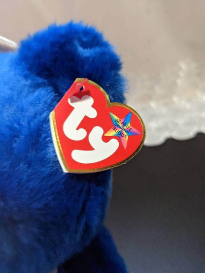 Ty Sam The Blue Bear With Hat Beanie baby + Beanie Buddy Lot (Sold As Pair) - Vintage Beanies Canada
