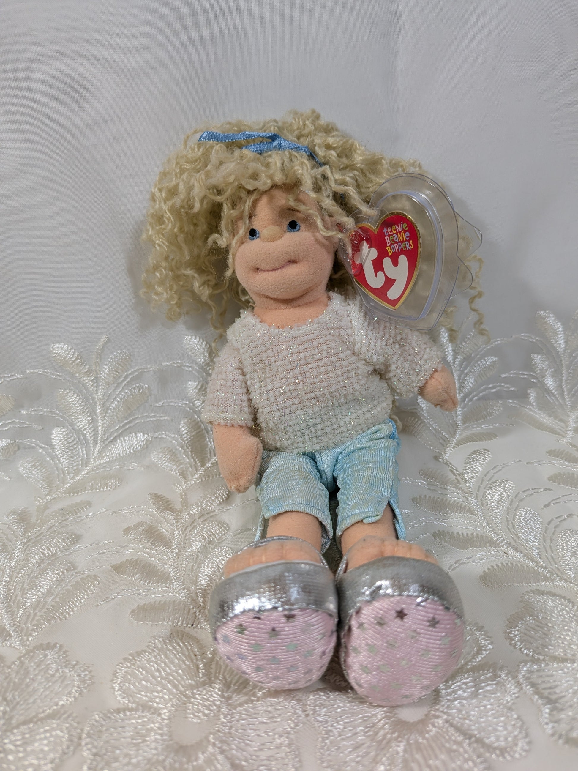 Ty Teenie Beanie Bopper - Sassy Star The Blonde Girl Doll (8in) Non-mint Tag - Vintage Beanies Canada
