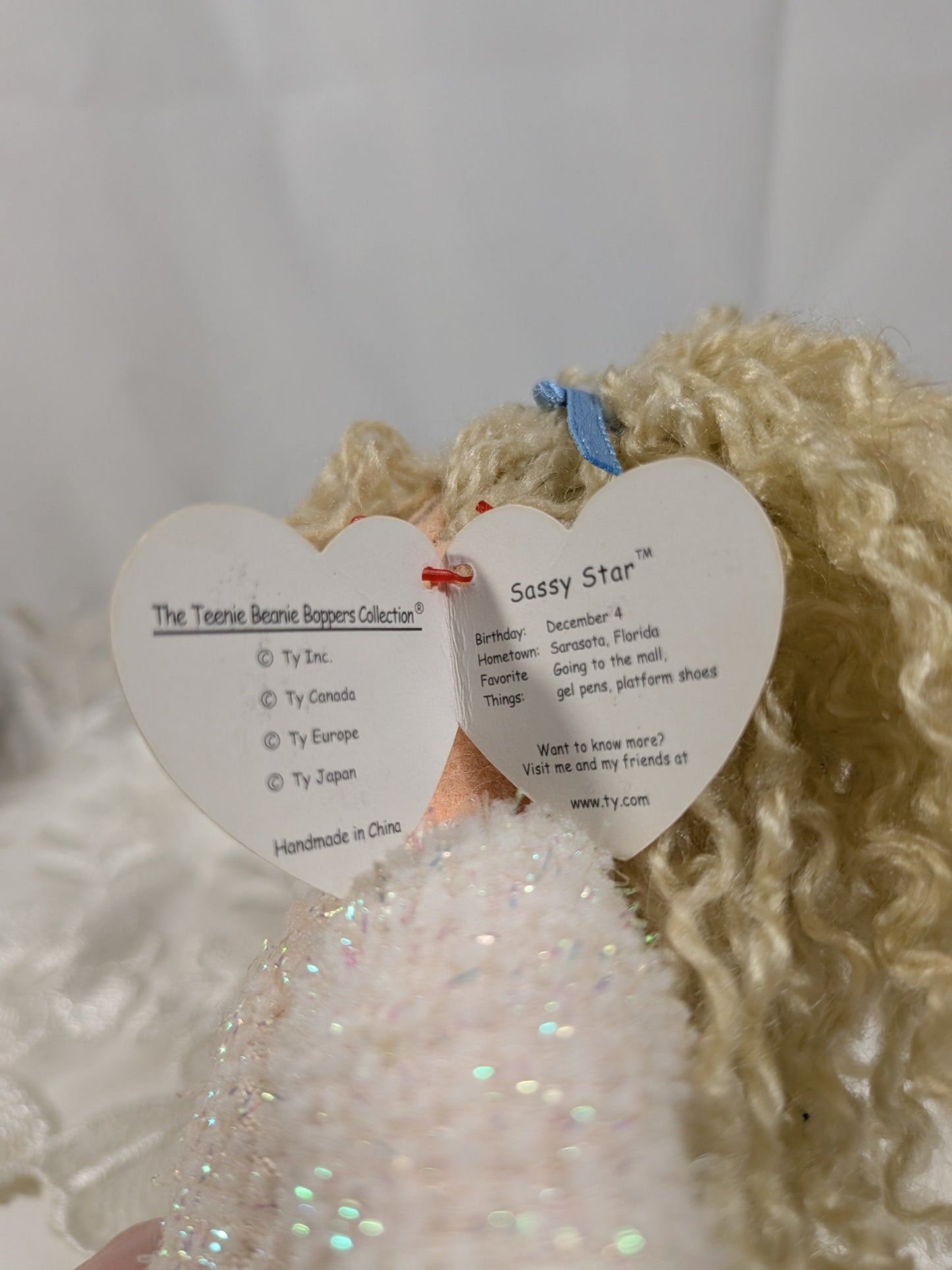Ty Teenie Beanie Bopper - Sassy Star The Blonde Girl Doll (8in) Non-mint Tag - Vintage Beanies Canada