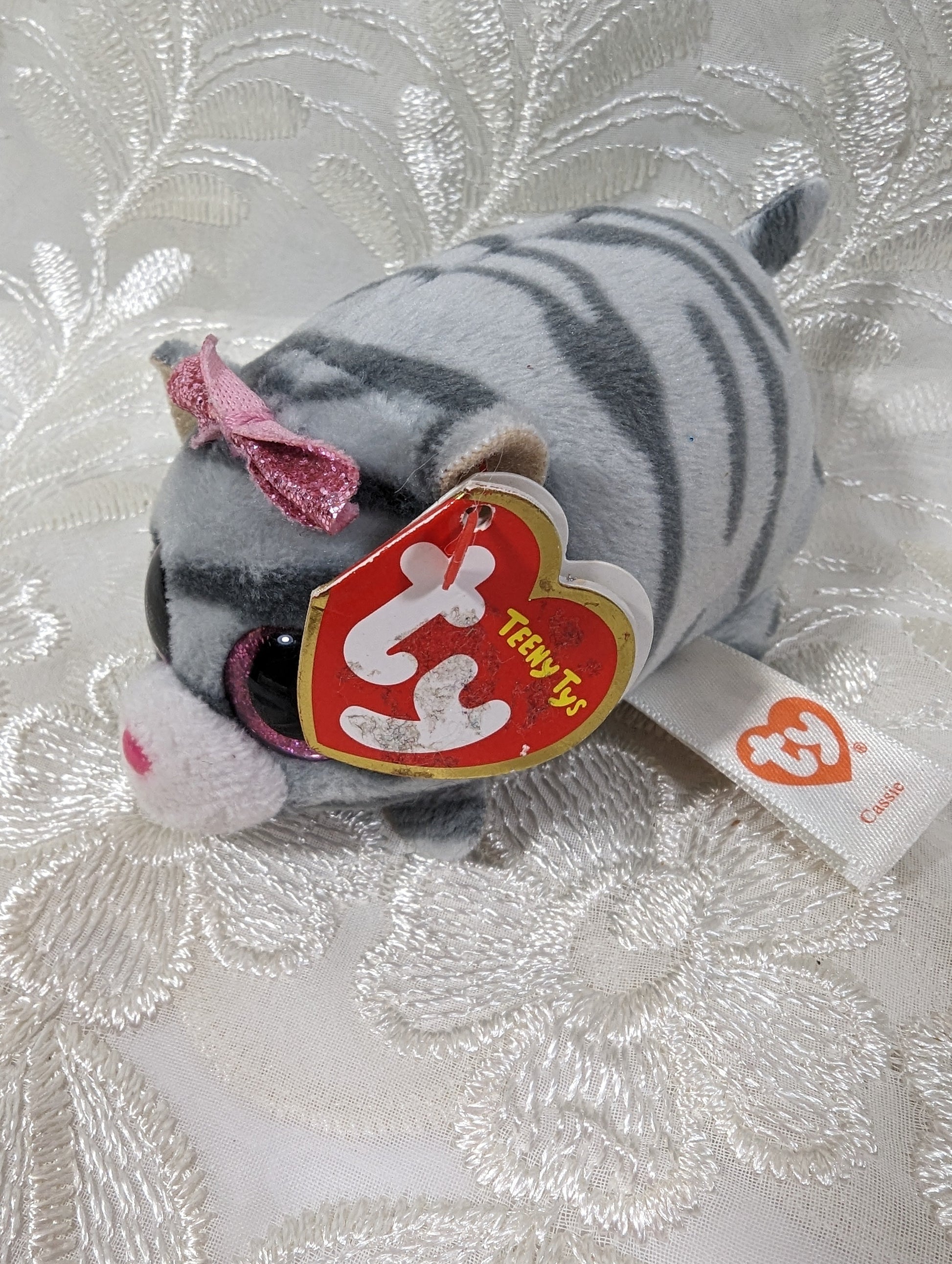 Ty Teeny Tys - Cassie the Gray Cat (3.5in) Non - mint Hang Tag - Vintage Beanies Canada