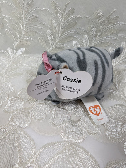Ty Teeny Tys - Cassie the Gray Cat (3.5in) Non - mint Hang Tag - Vintage Beanies Canada