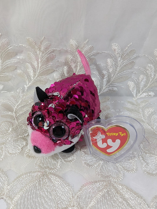 Ty Teeny Tys - Jewel The Pink Sequined Fox (4in) Near Mint Tag - Vintage Beanies Canada