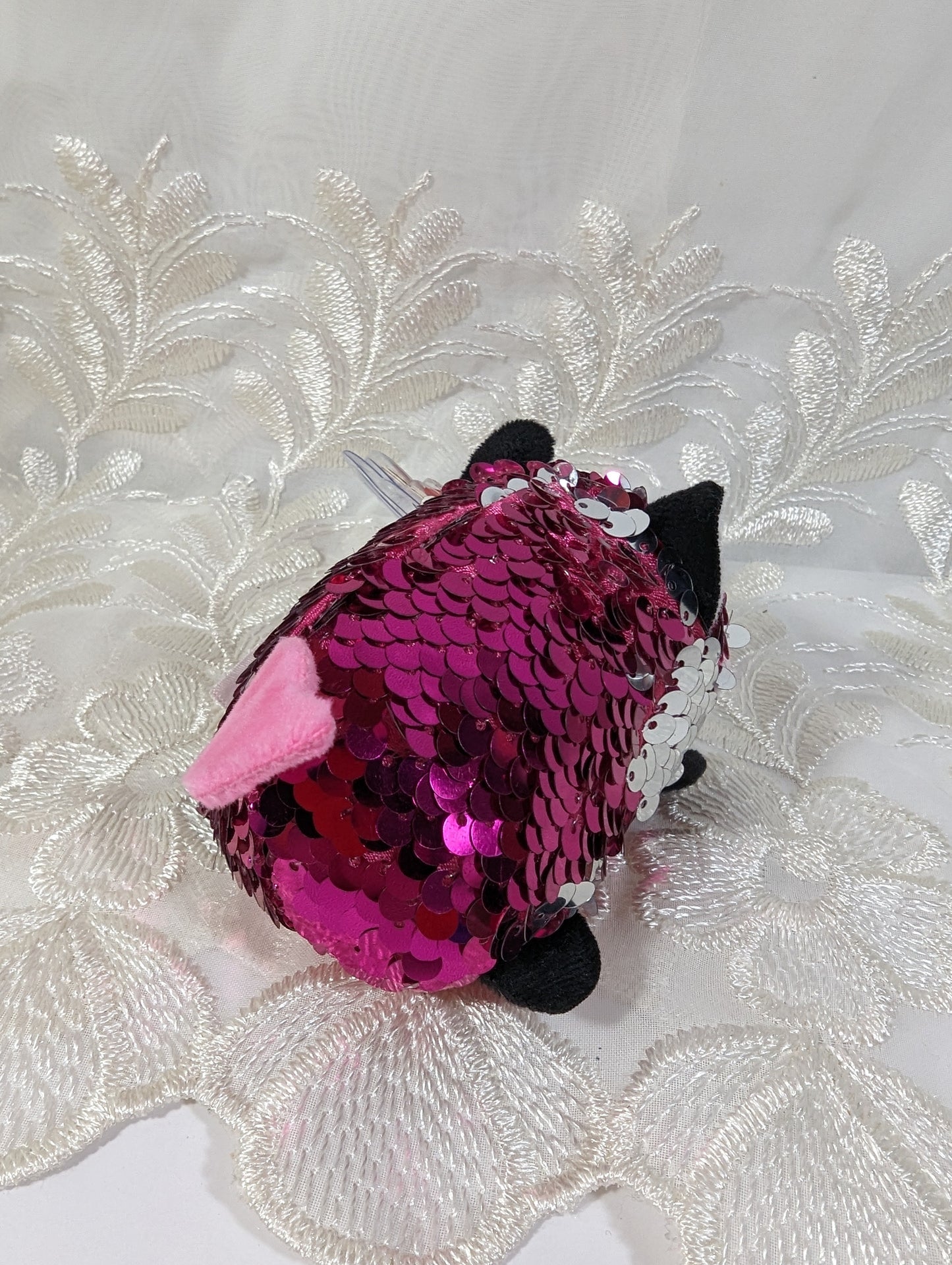 Ty Teeny Tys - Jewel The Pink Sequined Fox (4in) Near Mint Tag - Vintage Beanies Canada