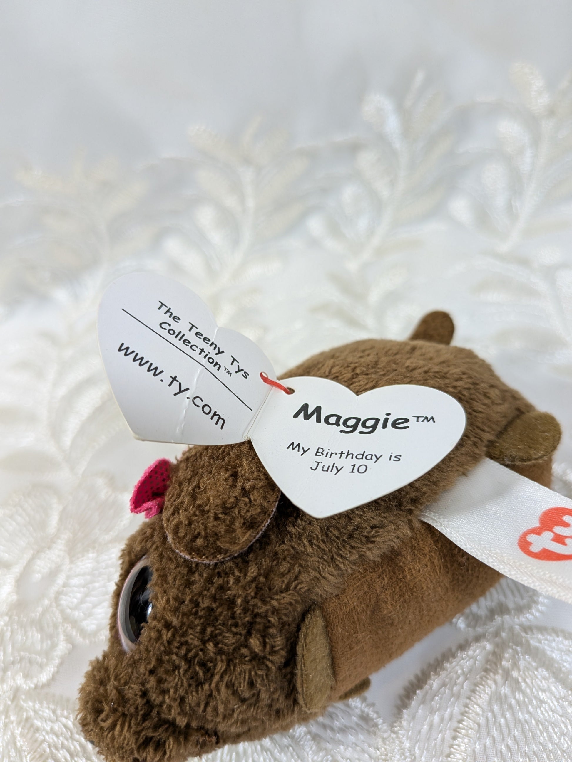 Ty Teeny Tys - Maggie the Brown Dog (4in) Crease Tag - Vintage Beanies Canada