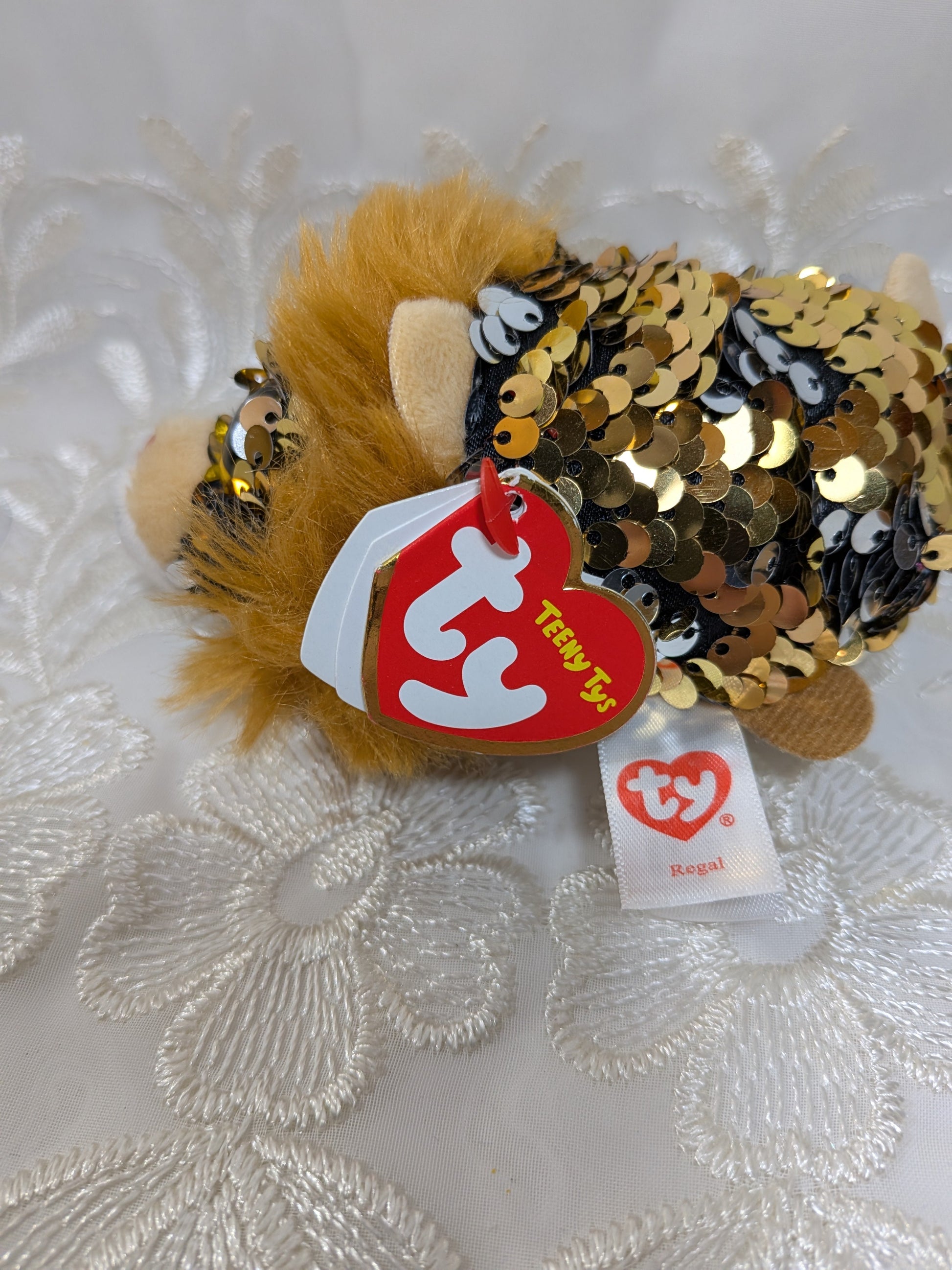 Ty Teeny Tys - Regal the sequined Lion (4in) - Vintage Beanies Canada