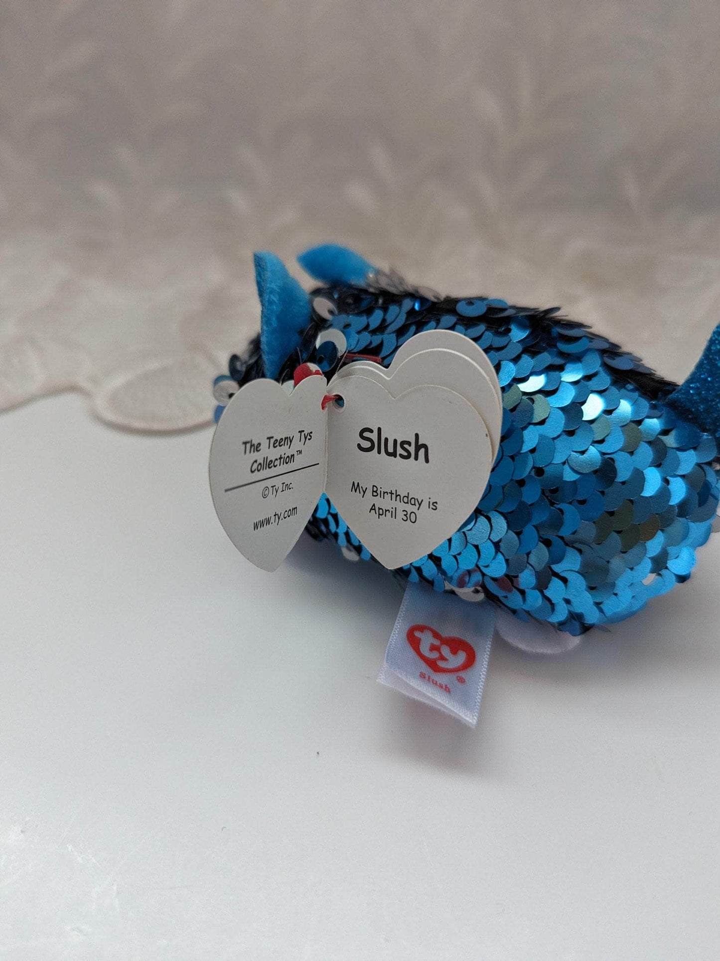 Ty Teeny Ty's - Slush The Blue Sequined Dog (4in) - Vintage Beanies Canada
