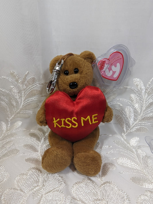Ty Valenteenie Beanie - Kiss Me The Bear (5in) Metal Keychain Clip - Vintage Beanies Canada