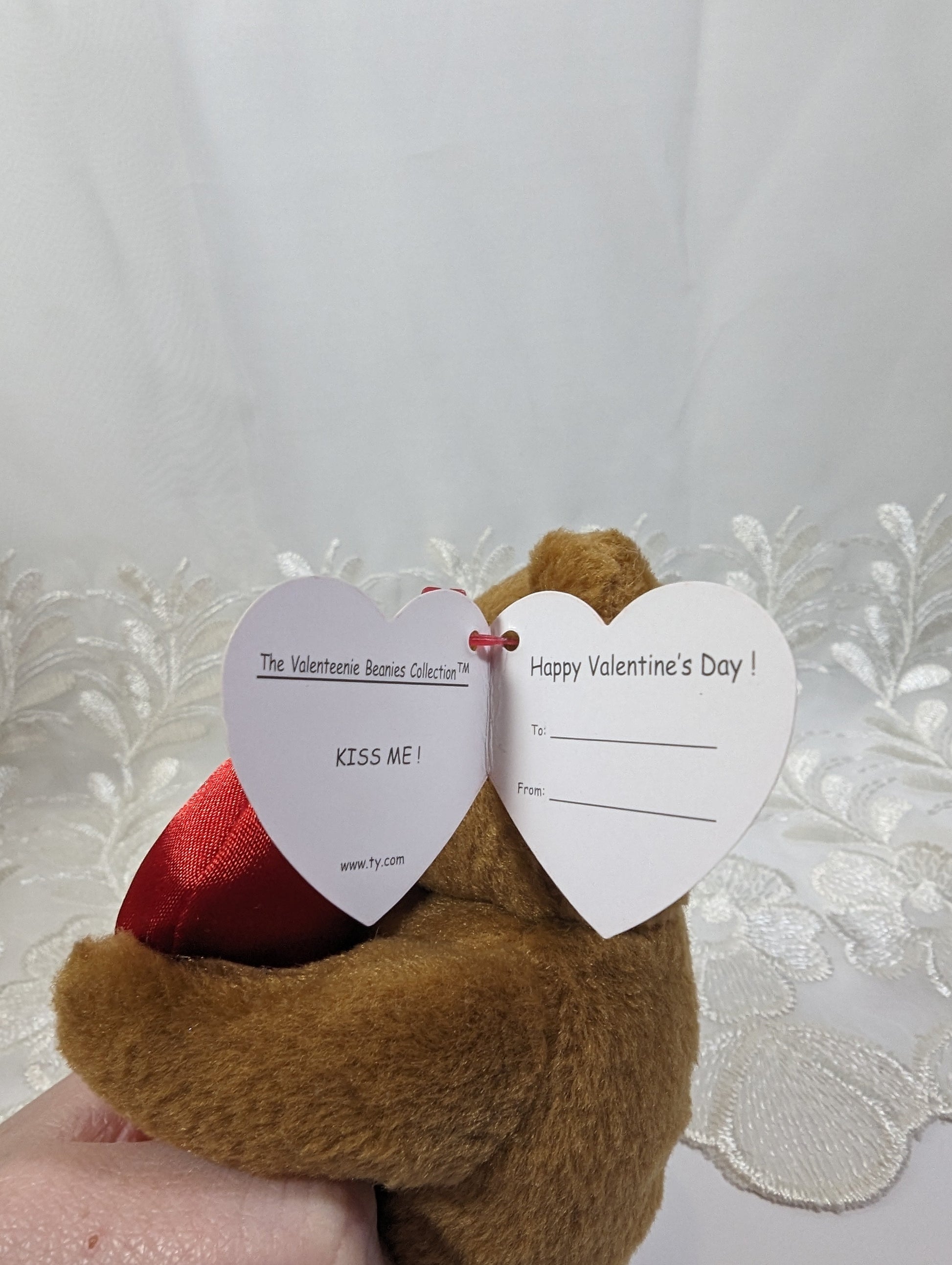Ty Valenteenie Beanie - Kiss Me The Bear (5in) Metal Keychain Clip - Vintage Beanies Canada