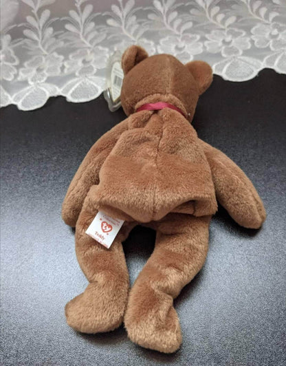 TY Beanie Baby - Brown Teddy the New Face Bear (9in) - Vintage Beanies Canada
