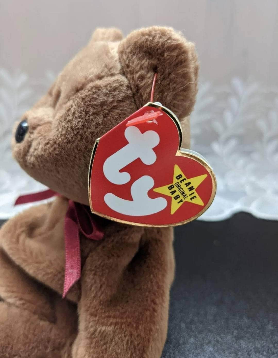 TY Beanie Baby - Brown Teddy the New Face Bear (9in) - Vintage Beanies Canada