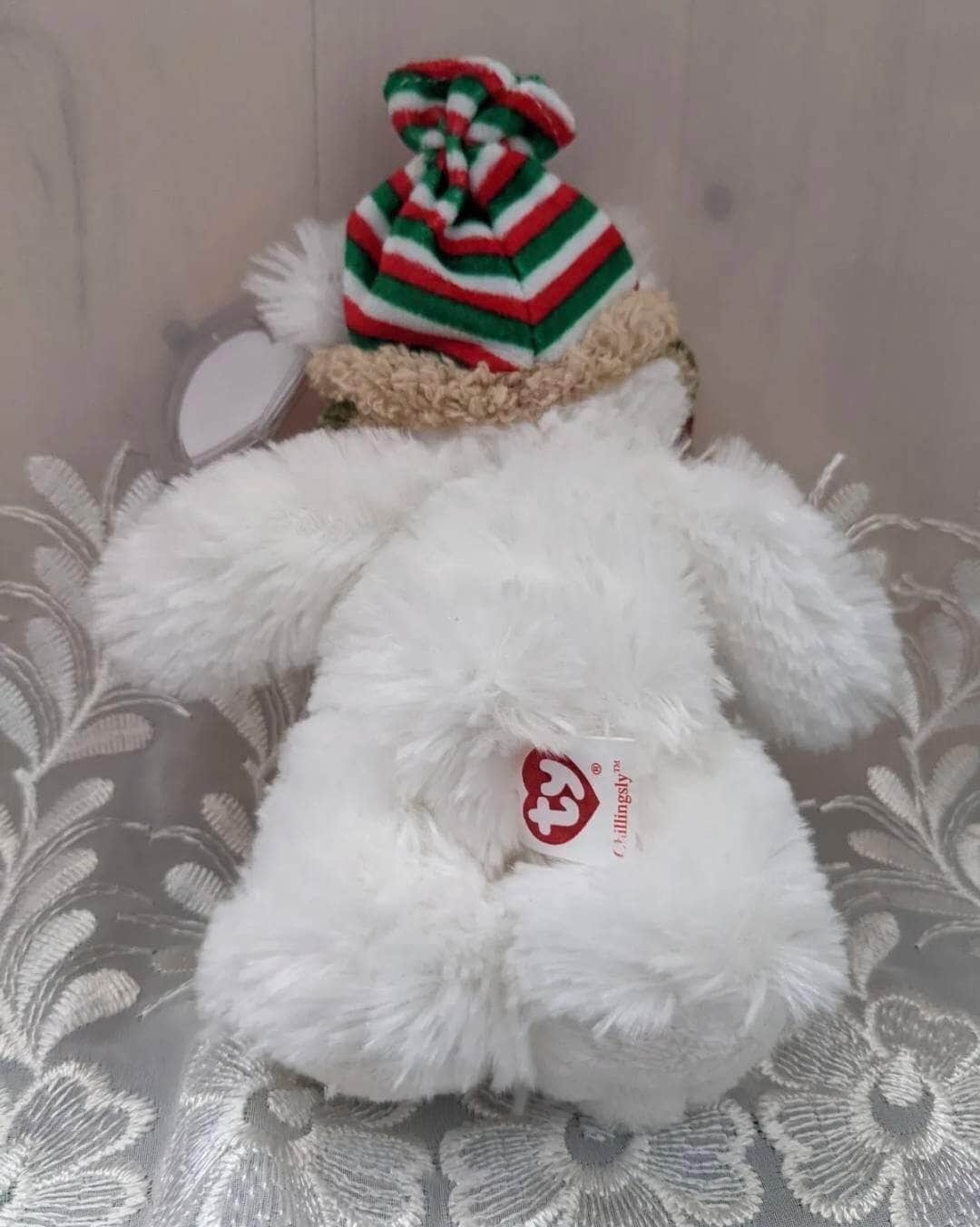 Ty Beanie Baby - Chillingsly The White Bear With Toque (7in) - Vintage Beanies Canada