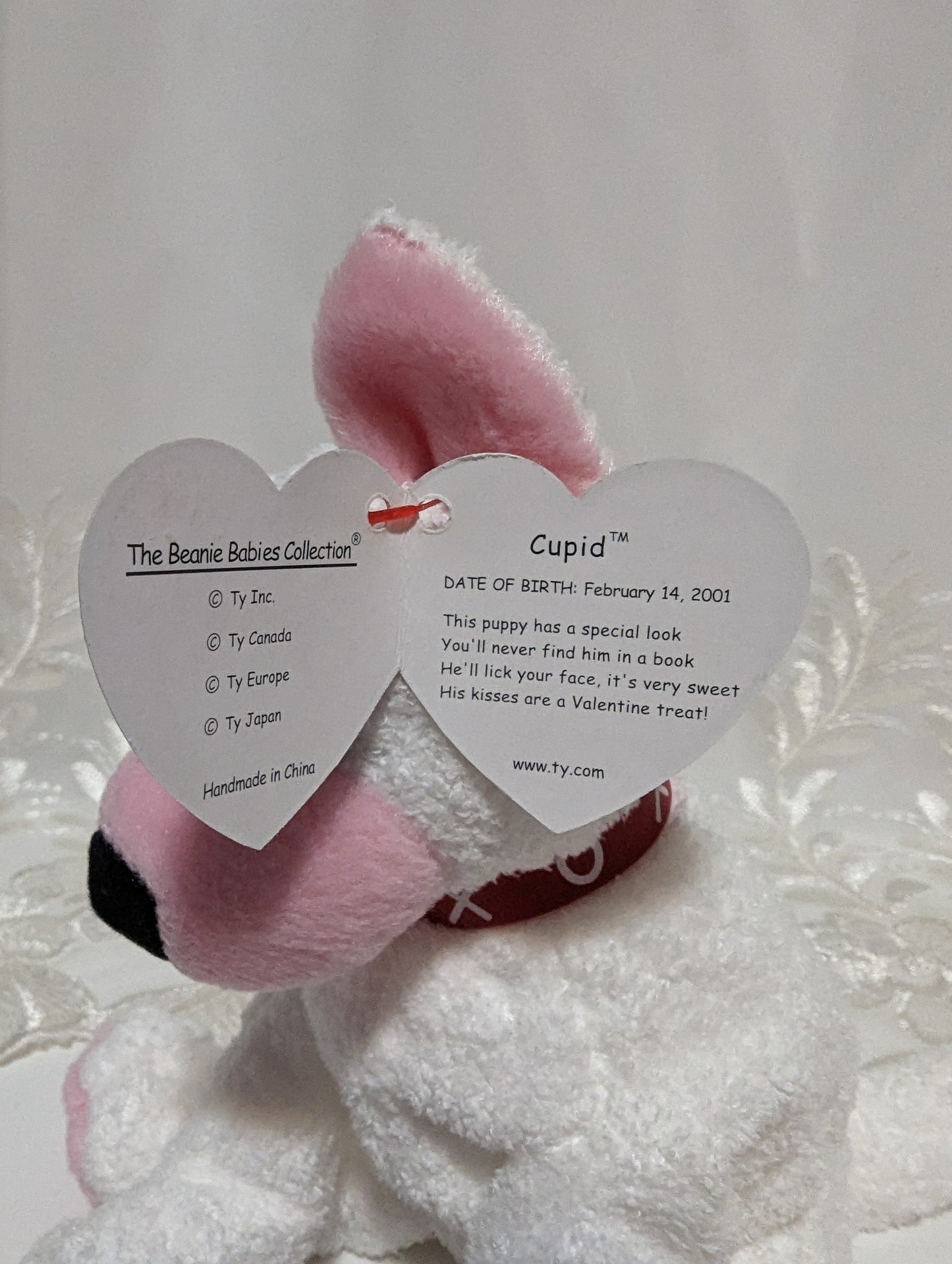 Ty Beanie Baby - Cupid The Dog (6in) Heart On Right Eye - Vintage Beanies Canada