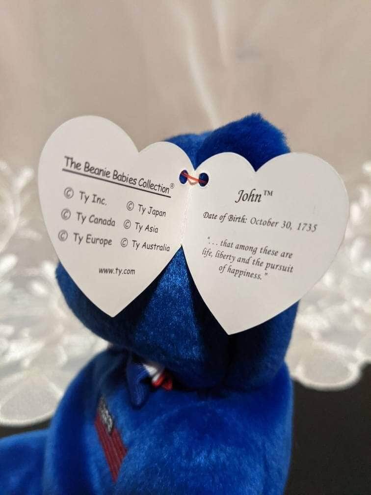 Ty Beanie Baby - John The Bear (Named After USA Founding Father John Adams) 9in - Vintage Beanies Canada